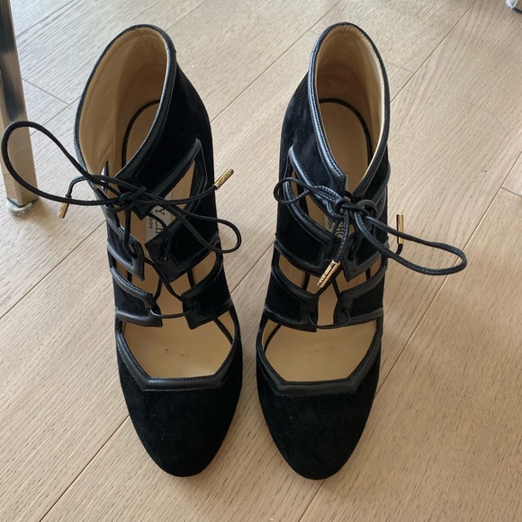 Jimmy Choo Seude and Leather Lace Up Bootie - Picture 6 of 7